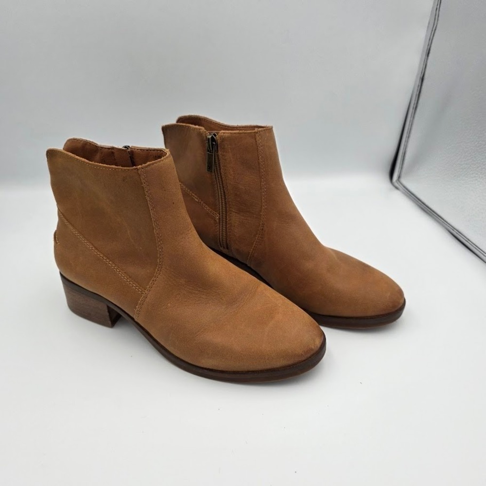 Lucky Brand LP REDERA Women's Tan Suede Ankle Boots Side Zip 6